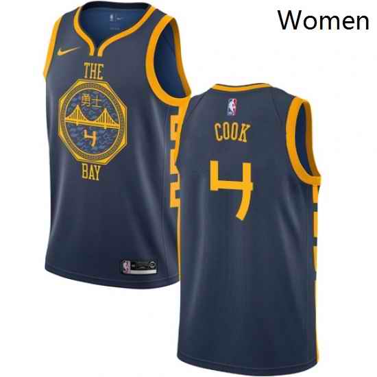 Womens Nike Golden State Warriors 4 Quinn Cook Swingman Navy Blue NBA Jersey City Edition